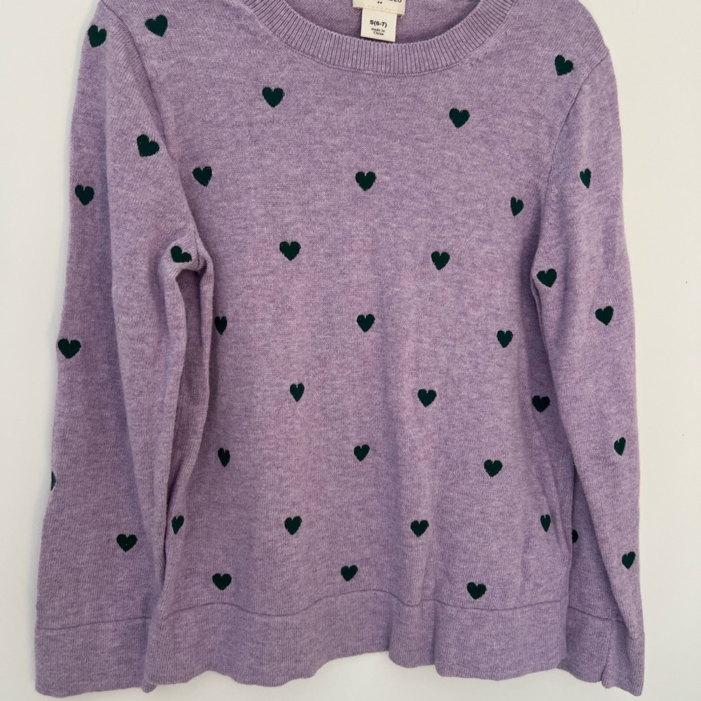 Crewcuts Purple Sweater with Black Heart Pattern